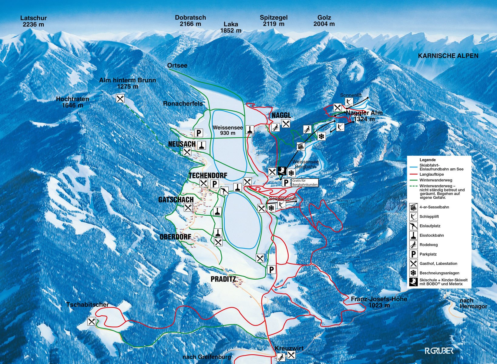 Skigebiet Weissensee Plan