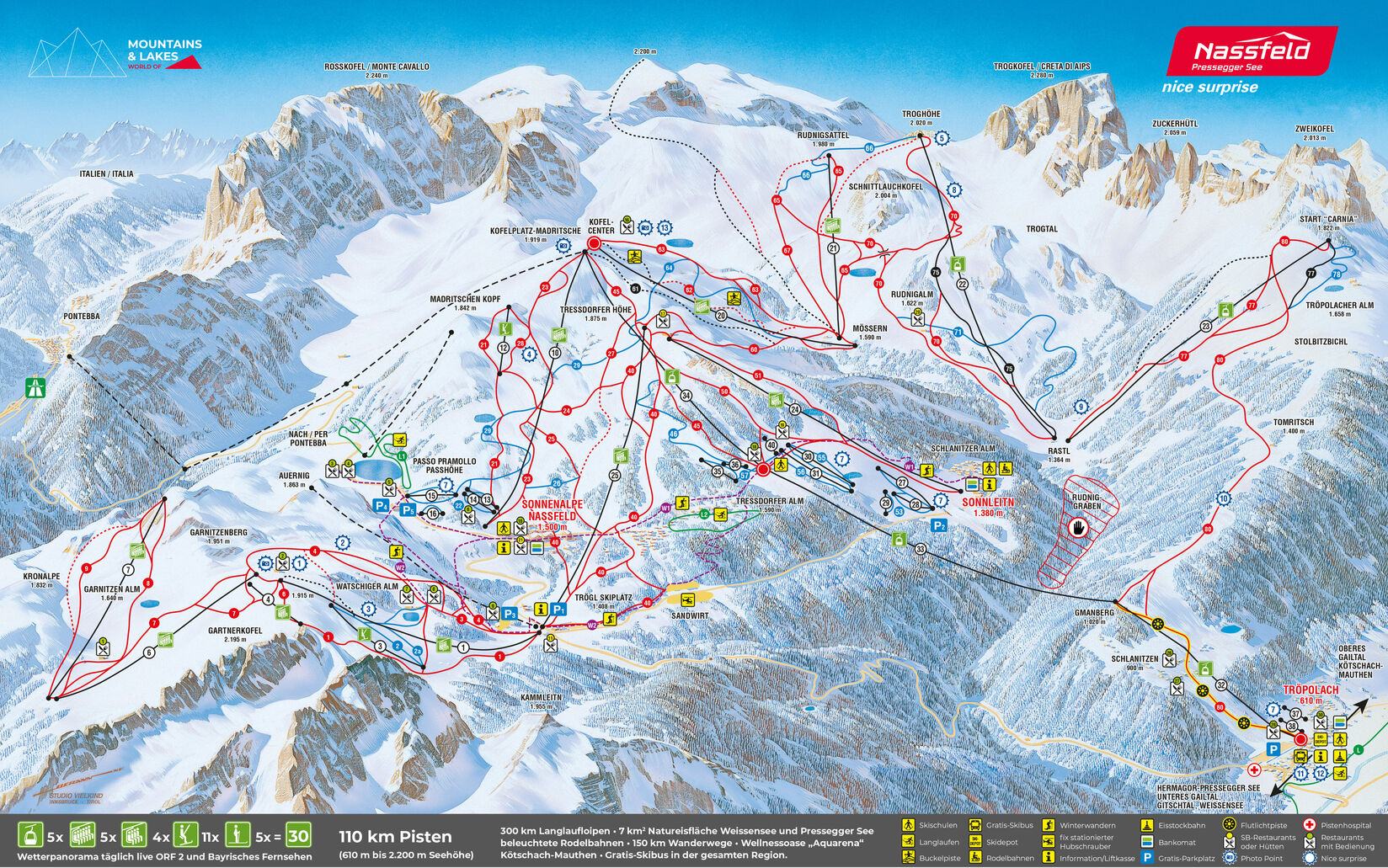 Skigebiet Nassfeld Plan