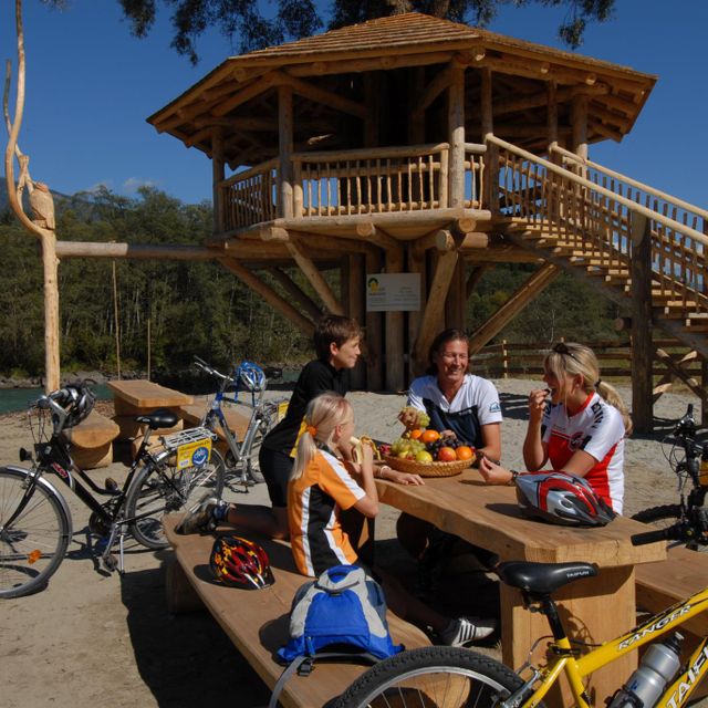 Kleine Radlerjause bei der Drau-Oase in Dellach im Drautal