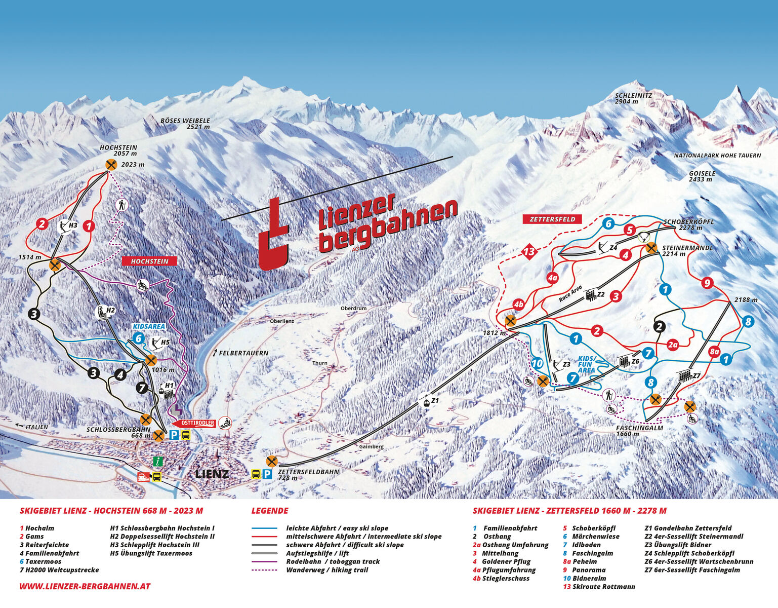 SKigebiet Zettersfeld und Hochstein Plan